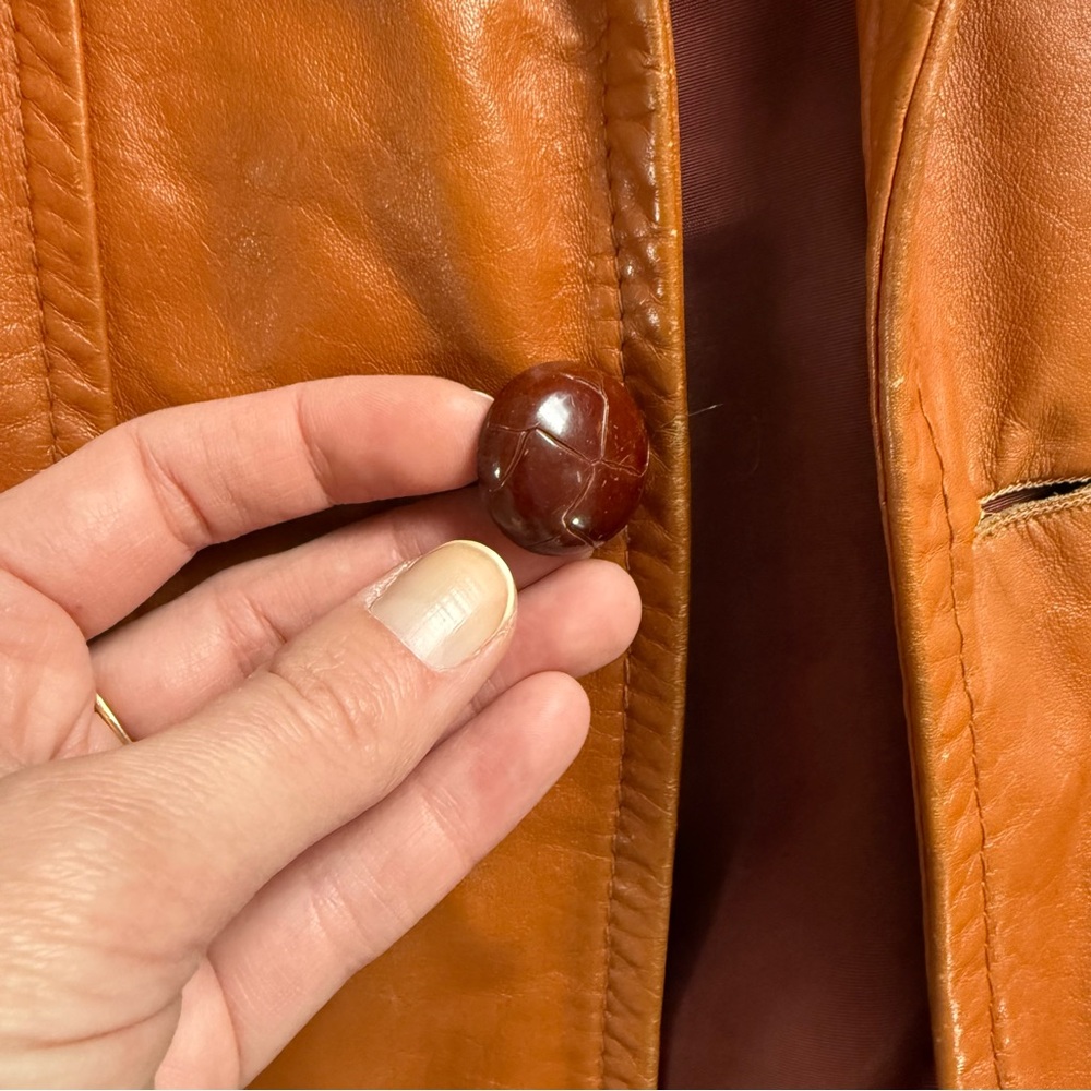 Vintage Leather Fur Collar Coat - Picture 10 of 13